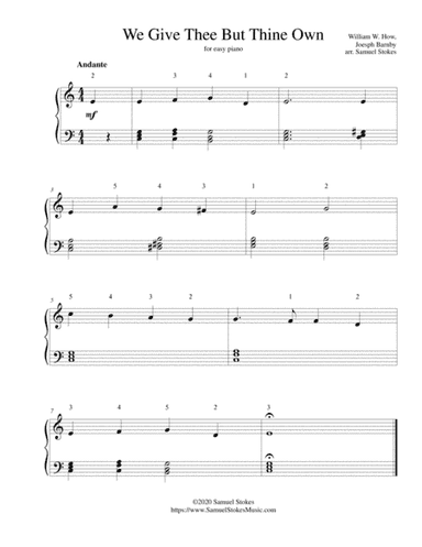 We Give Thee But Thine Own (We Give You But Your Own) - Joseph Barnby setting - for easy piano (arr. Samuel Stokes)
