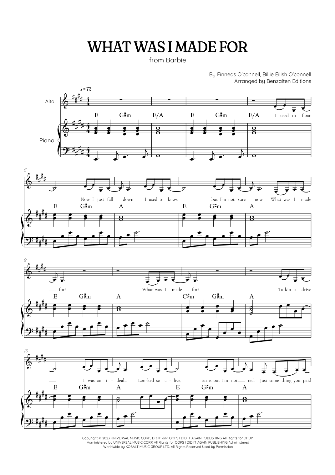 What Was I Made For? (arr. Benzaiten Editions)