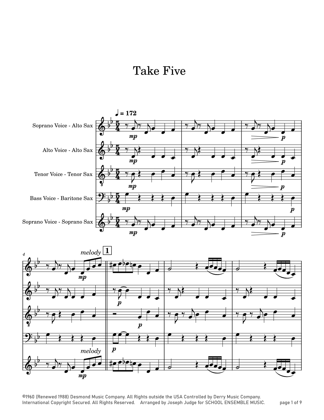Take Five (arr. Joseph Judge)