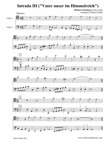 Intrada III ('Vater unser in Himmelreich') for cello duo (two cellos, duet) (arr. Yellow Cello Music)
