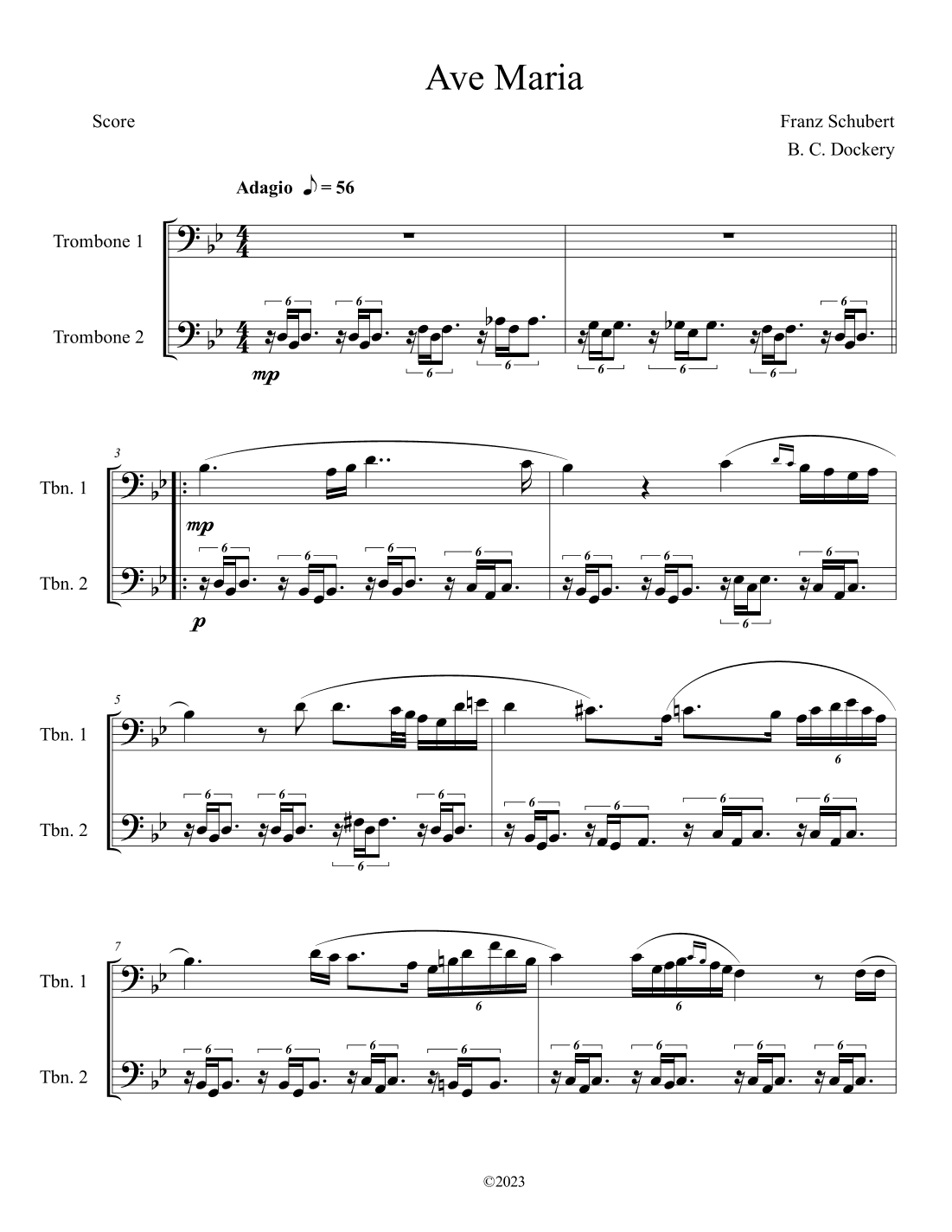 Ave Maria (Trombone Duet) (arr. B. C. Dockery)