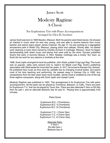 Modesty Ragtime (arr. Glen D. Lienhart)