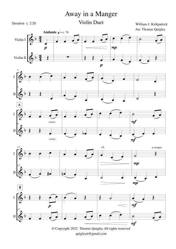 Away in a Manger (arr. Thomas Quigley)