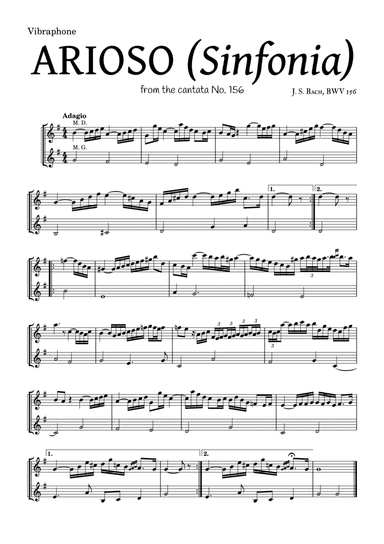 ARIOSO, by J. S. Bach (sinfonia) - for Vibraphone and accompaniment (arr. Leyandder Trustworthy)