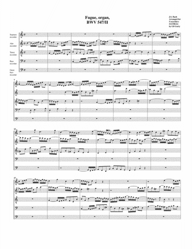 Fugue for organ, BWV 547/II (arrangement for 5 recorders) (arr. Gil Garty)
