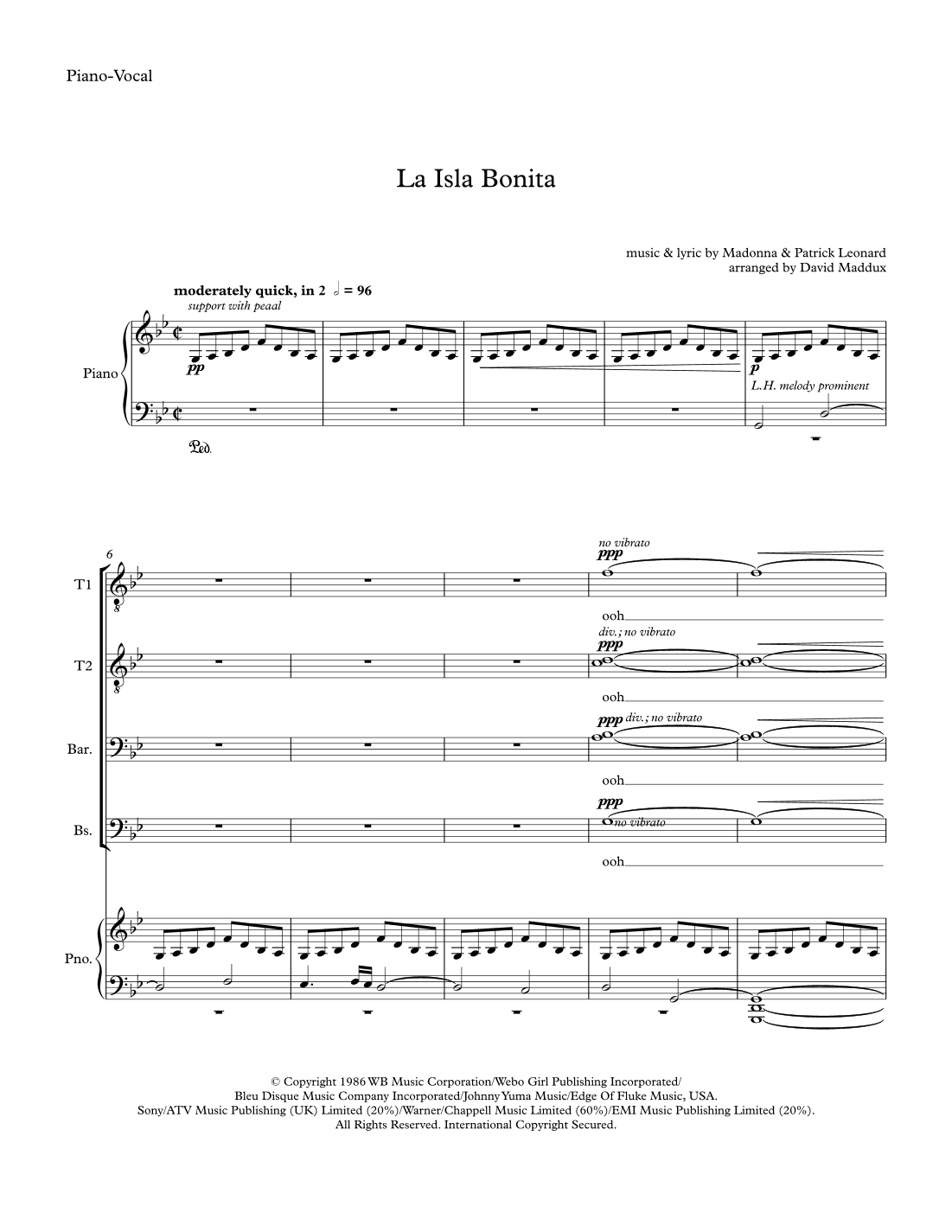 La Isla Bonita (arr. David Maddux)