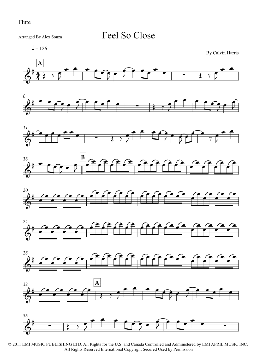 Feel So Close (arr. Alex Souza)