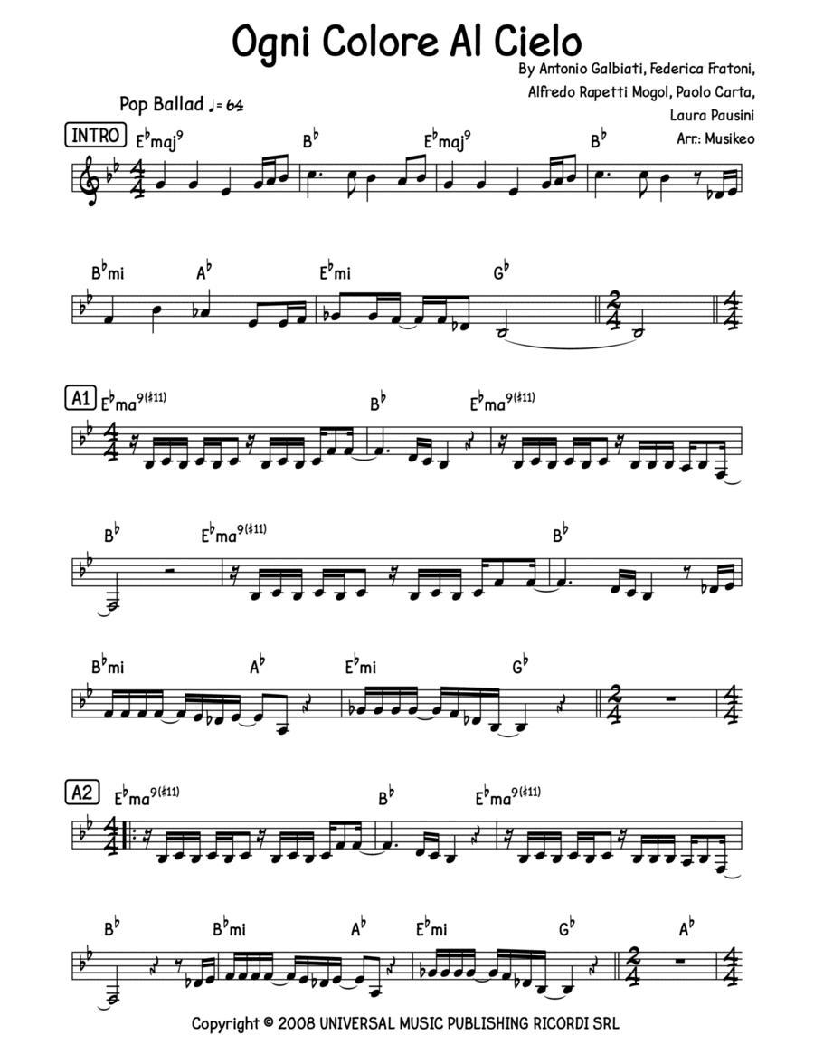 Ogni Colore Al Cielo (arr. Musikeo)