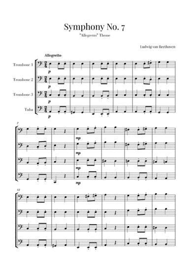 Beethoven - Allegretto (from Symphony No. 7) - for Trombone quartet with Tuba (arr. Cadenza Editions)