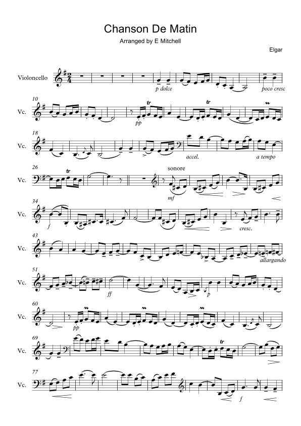 Chanson De Matin (arr. E Mitchell)