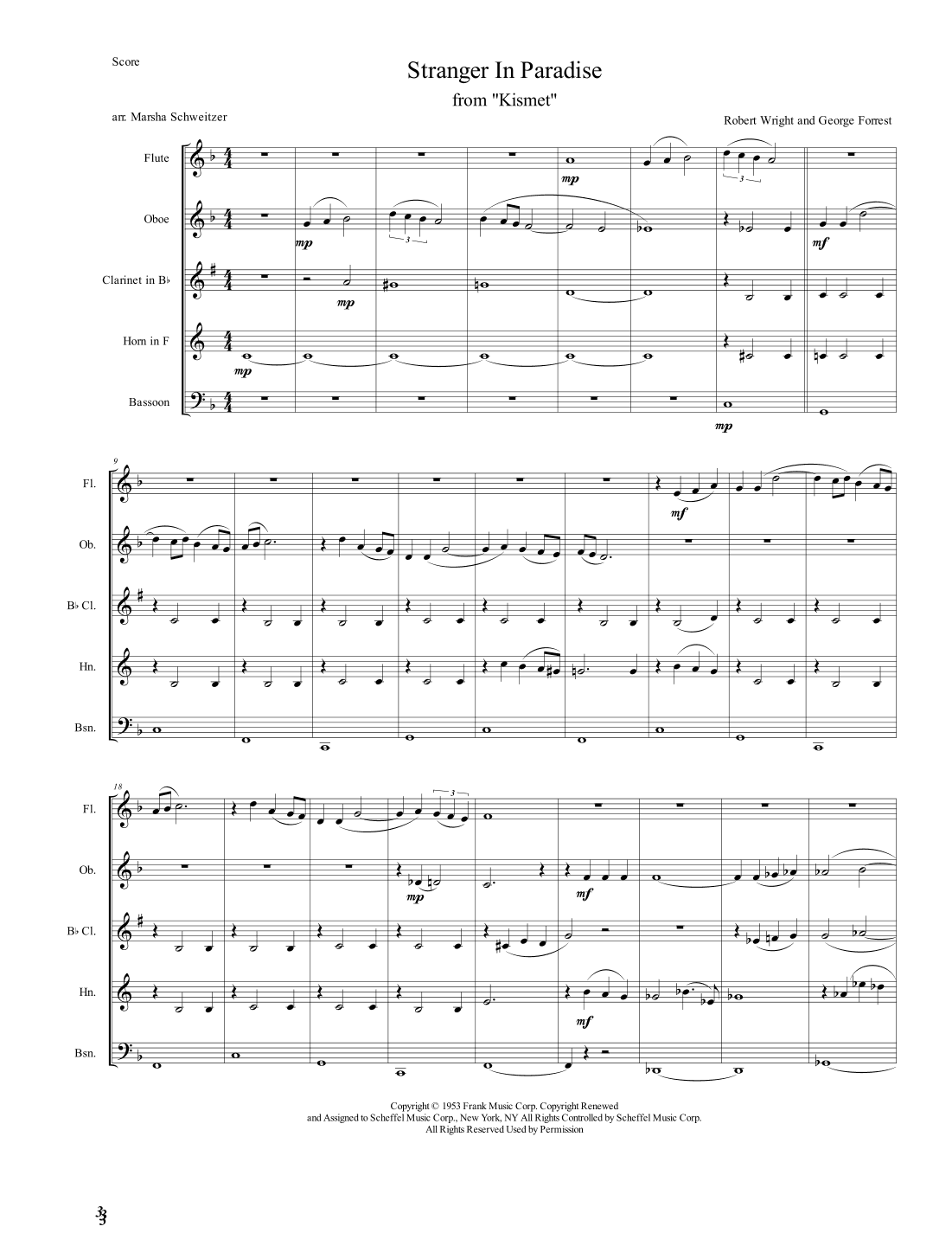 Stranger In Paradise (arr. Marsha Schweitzer)