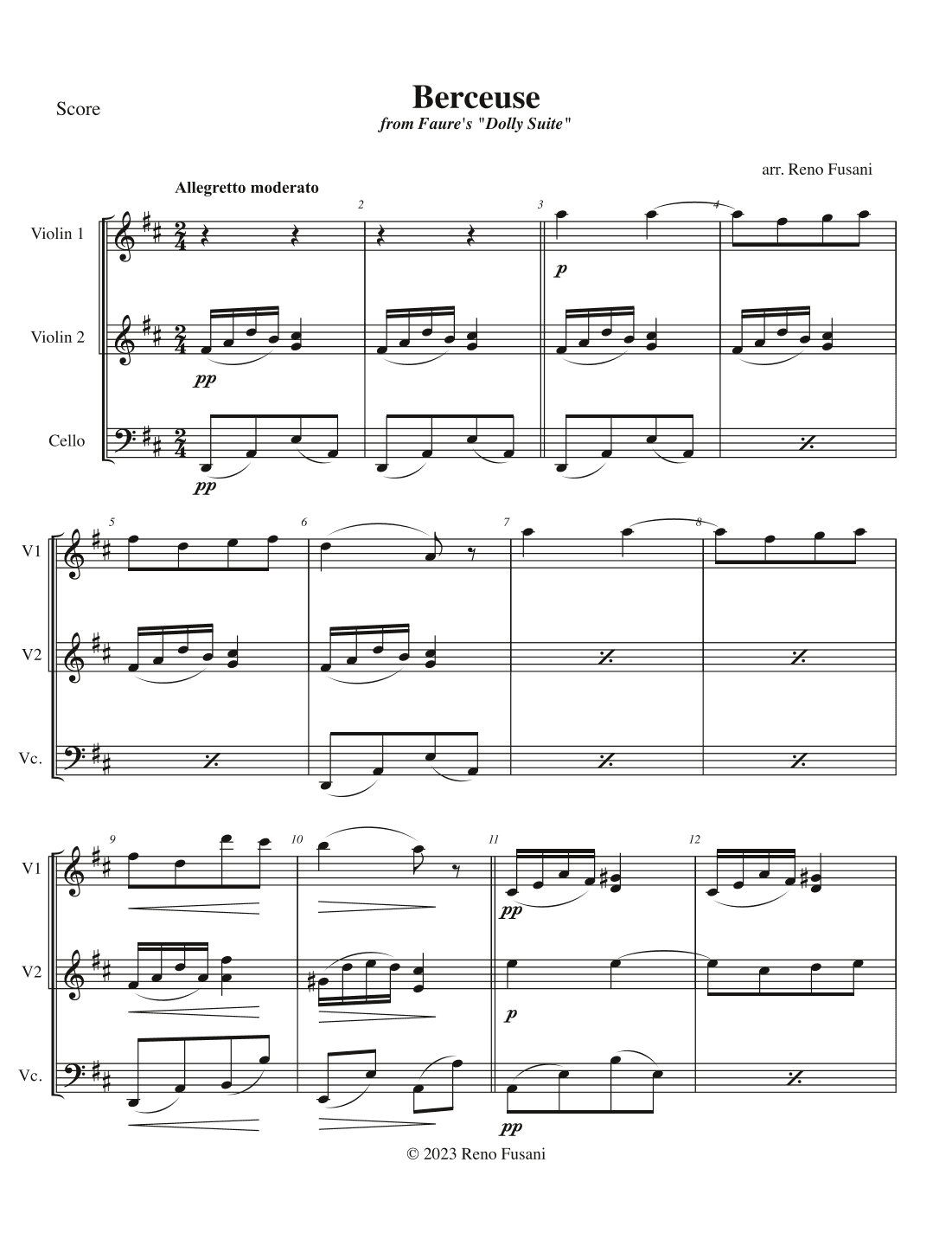 Berceuse from "Dolly Suite" (arr. Reno Fusani)
