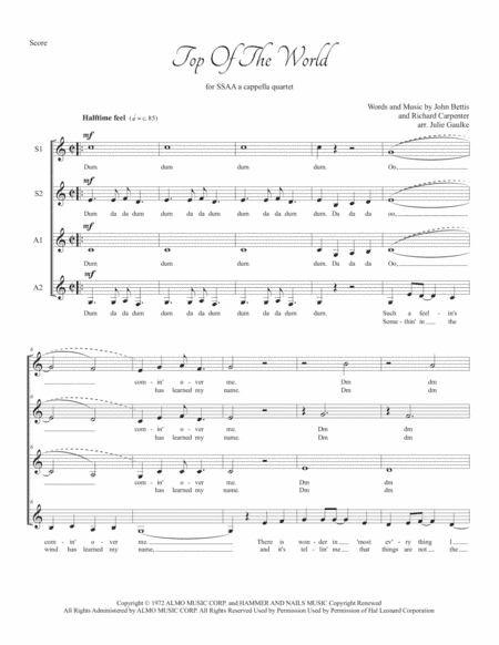Top Of The World (arr. Julie Gaulke)