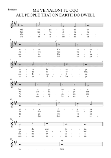Me Veiyaloni Tu Oqo (All People That on Earth Do Dwell) Fijian Hymn (arr. Ellen Macpherson)