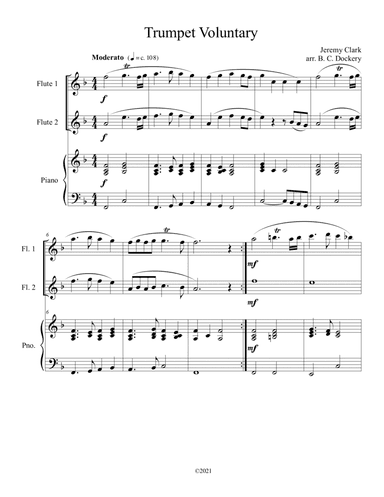 Trumpet Voluntary (Flute Duet) with optional piano accompaniment (arr. B. C. Dockery)
