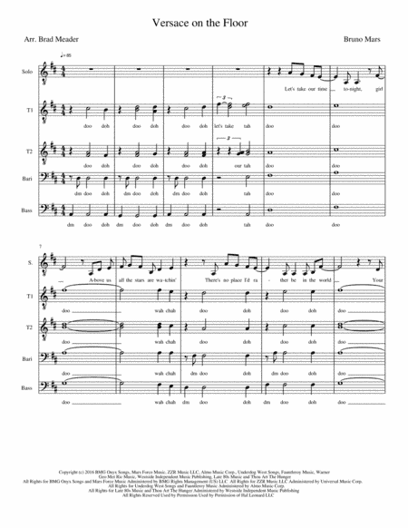 Versace On The Floor (arr. Brad Meader)