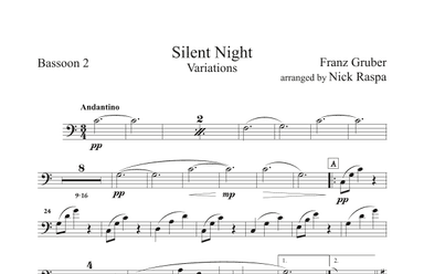Silent Night - Variations (full orchestra) Bassoon 2 part (arr. Nick Raspa)