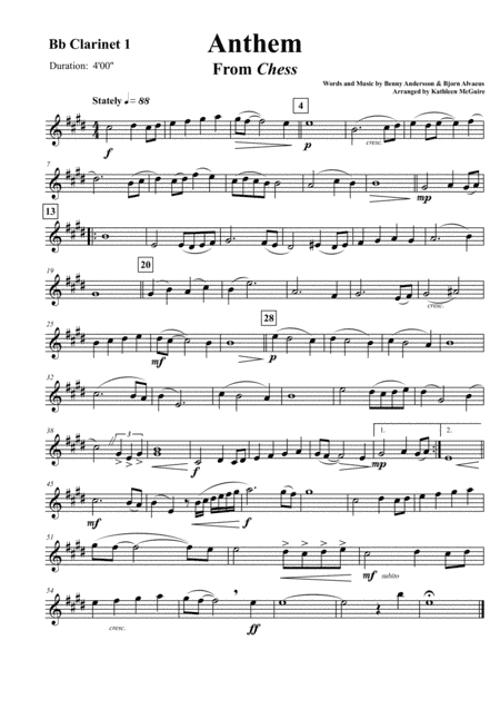 Anthem (from Chess) (arr. Kathleen McGuire)
