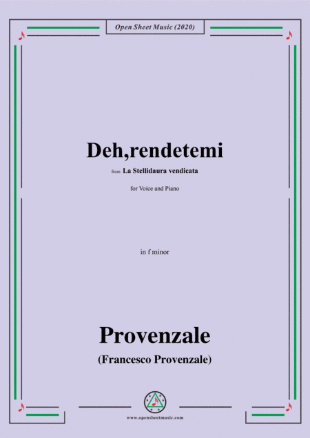 Provenzale-Deh,rendetemi,in f minor,for Voice and Pinao (arr. MSM)