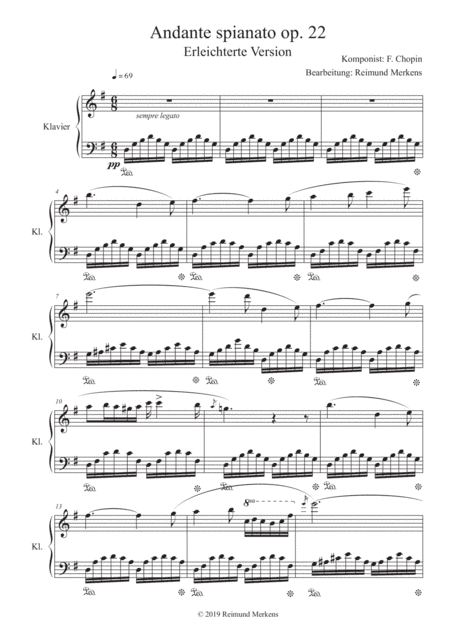 Andante Spianato op. 22 by Frederik chopin - Simplified version (arr. Reimund Merkens)