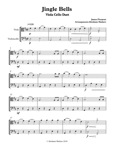 Jingle Bells Viola Cello Duet (arr. Abraham Maduro)