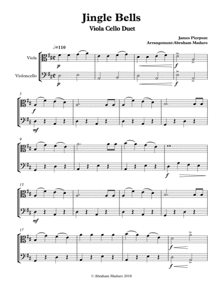 Jingle Bells Viola Cello Duet (arr. Abraham Maduro)