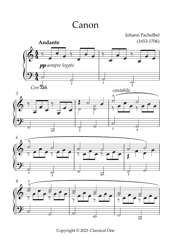 Pachelbel - Canon(With Note name) (arr. MPS)