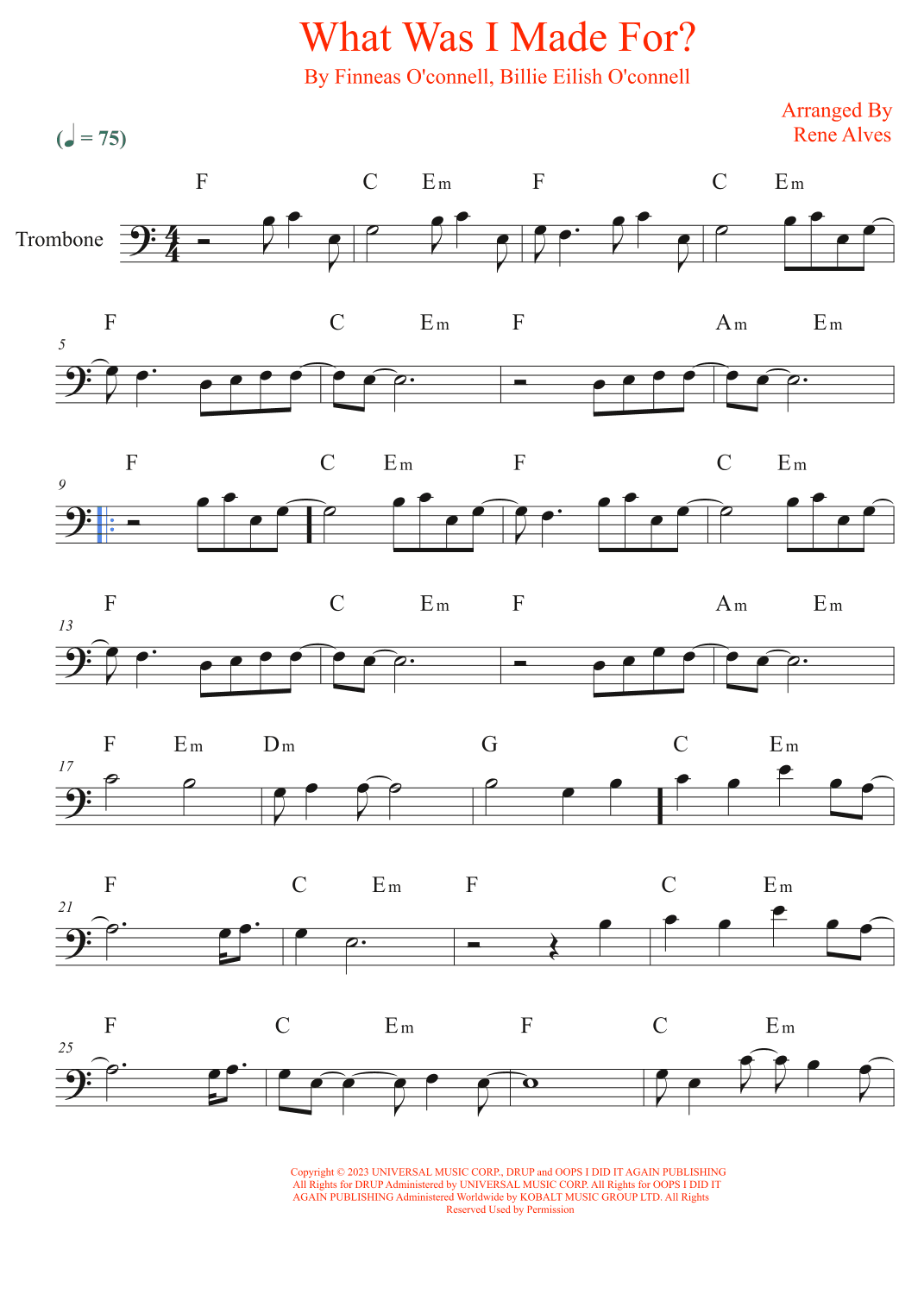 What Was I Made For? (arr. Rene Alves)