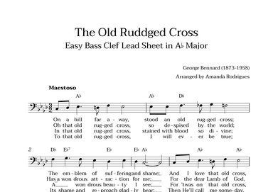 The Old Rugged Cross in Ab Major - Easy Bass Clef Lead Sheet (arr. Amanda Cerqueira Rodrigues)