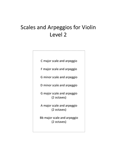 VIolin Scales and Arpeggios for level (Grade) 2. (arr. Greg Eaton)