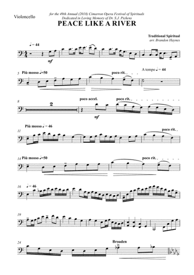 Peace Like A River (Cello Part) (arr. Brandon Haynes)