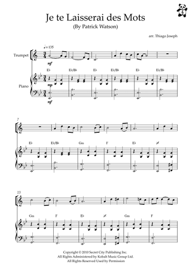 Je Te Laisserai Des Mots (arr. Thiago Joseph)