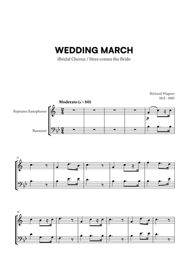 Richard Wagner - Wedding March (Here comes the Bride) (for Soprano Saxophone and Bassoon) (arr. Cadenza Editions)
