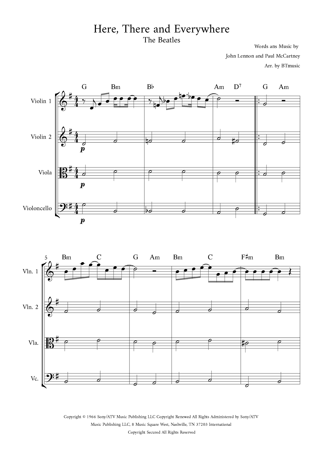Here, There And Everywhere (arr. BTmusic)