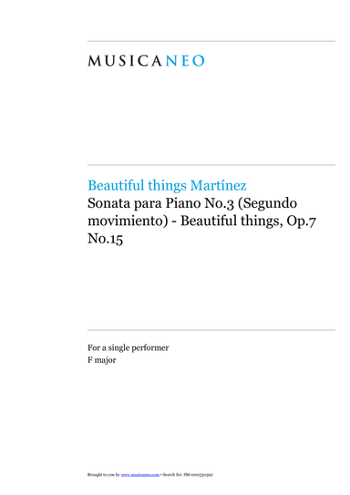 Sonata para Piano No.3 (Segundo Movimiento)-Beautiful things Op.7 No.15