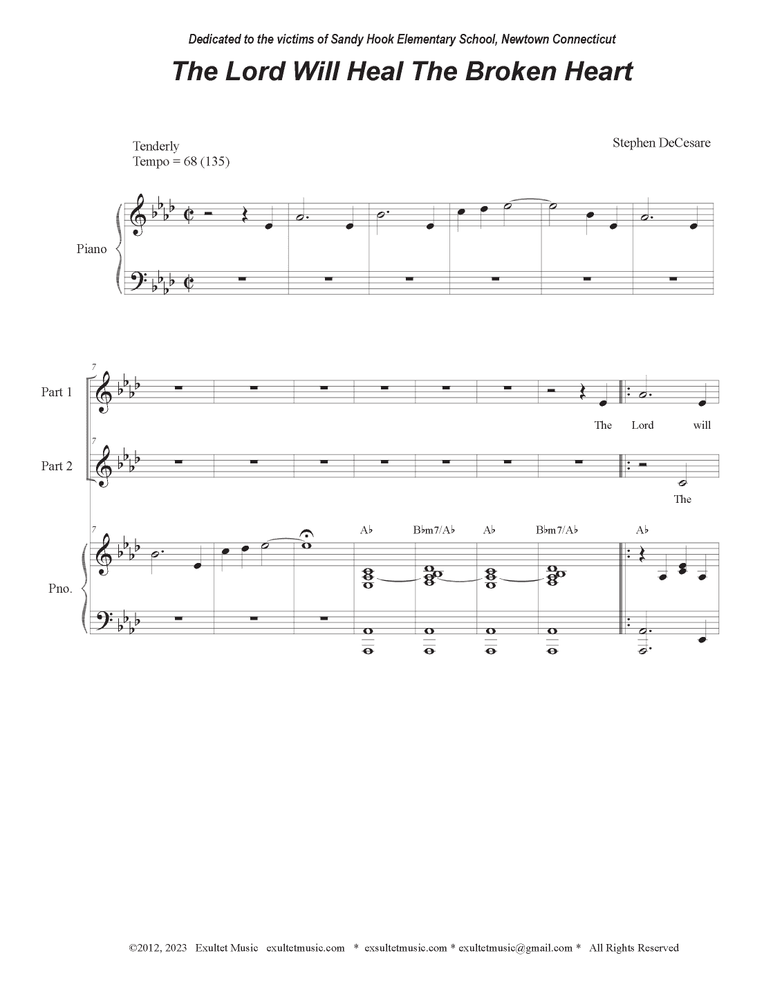 The Lord Will Heal The Broken Heart (2-part choir)