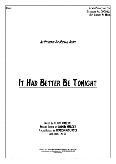 It Had Better Be Tonight (arr. Mike West)