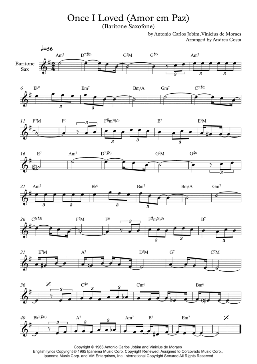 Once I Loved (amor Em Paz) (love In Peace) (arr. Andrea Costa)