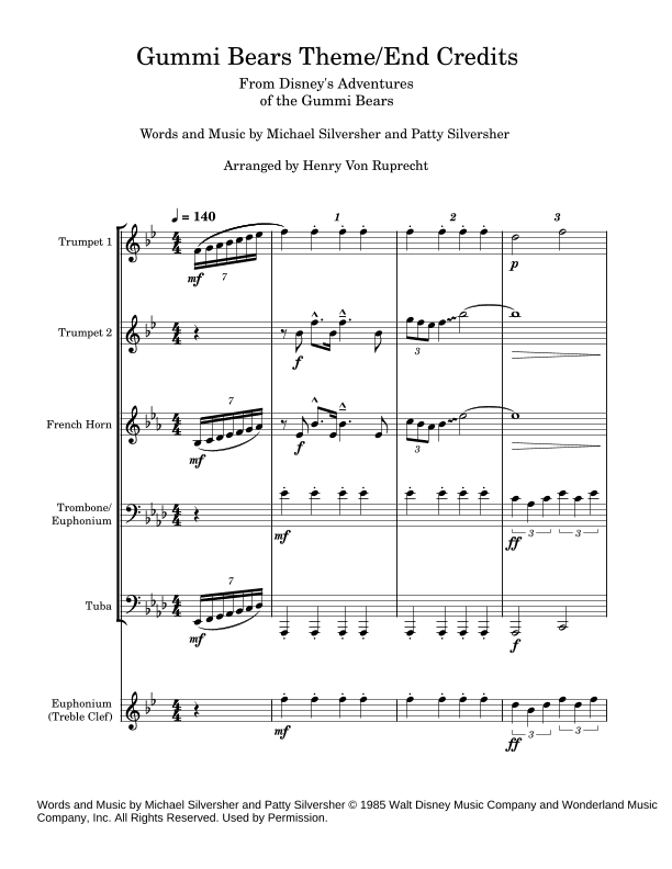Gummi Bears Theme (arr. Henry Von Ruprecht)
