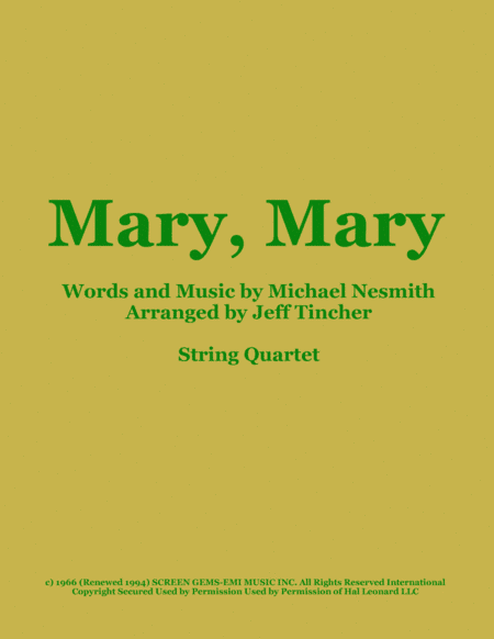 Mary, Mary (arr. Jeff Tincher)