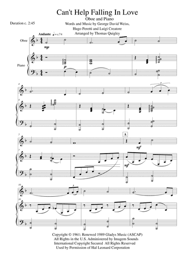 Can't Help Falling In Love (arr. Thomas Quigley)
