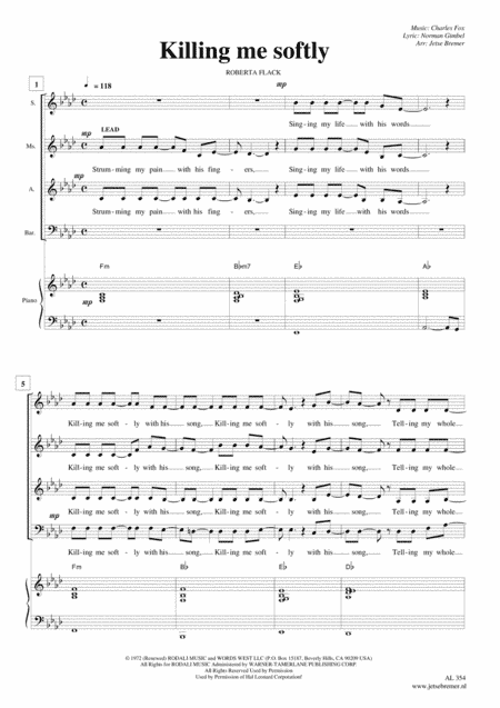 Killing Me Softly With His Song (arr. Jetse Bremer)