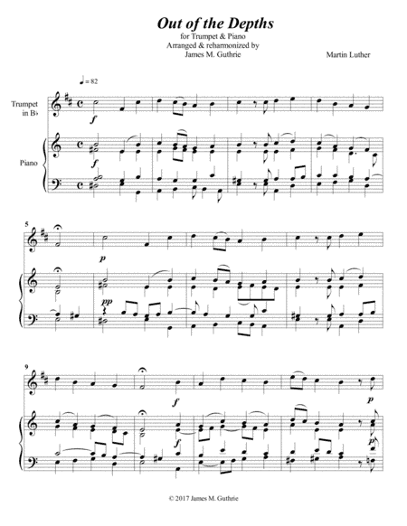 Luther: Out of the Depths for Trumpet & Piano (arr. James M. Guthrie, ASCAP)