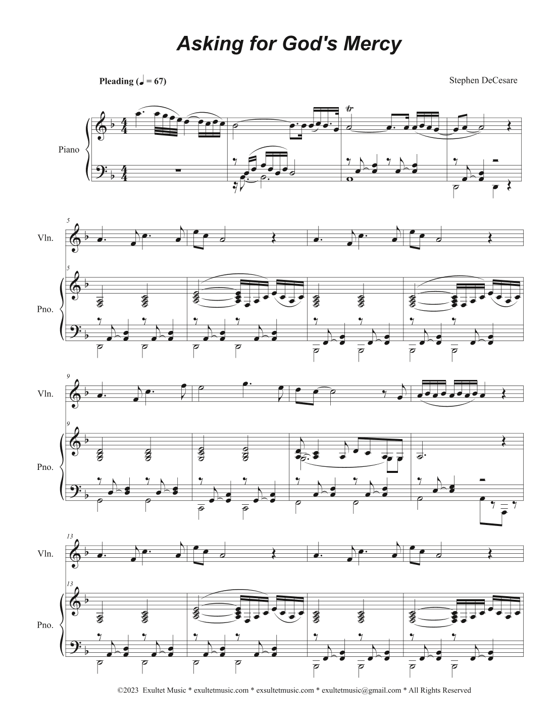 Asking for God's Mercy (Violin solo and Piano)