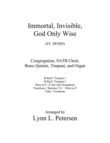 Immortal, Invisible, God Only Wise (with brass quintet) (arr. Lynn L. Petersen)