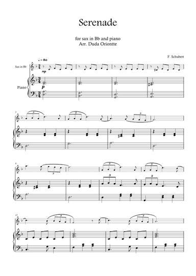Serenade (saxophone soprano and piano SIMPLIFIED) Schubert (arr. Duda Oriontte)