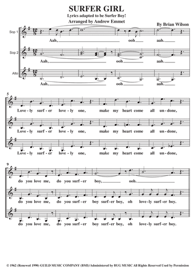 Surfer Girl (arr. Andrew Emmet)