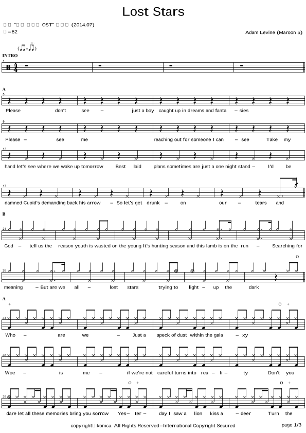 Lost Stars (arr. COPYDRUM)