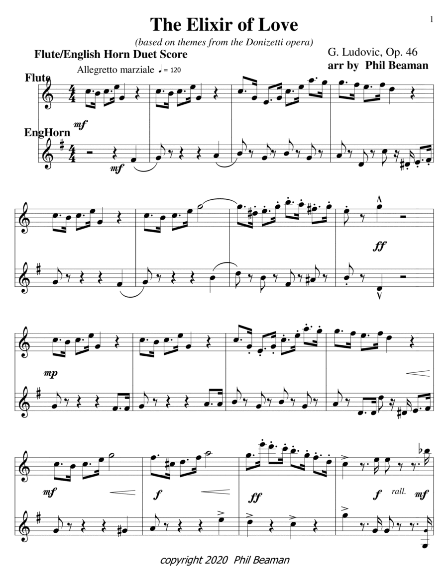 The Elixir of Love-flute-english horn duet (arr. Phil Beaman)