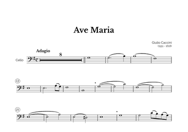 Ave Maria (Giulio Caccini) for Intermediate Cello (arr. Marcos Soares)